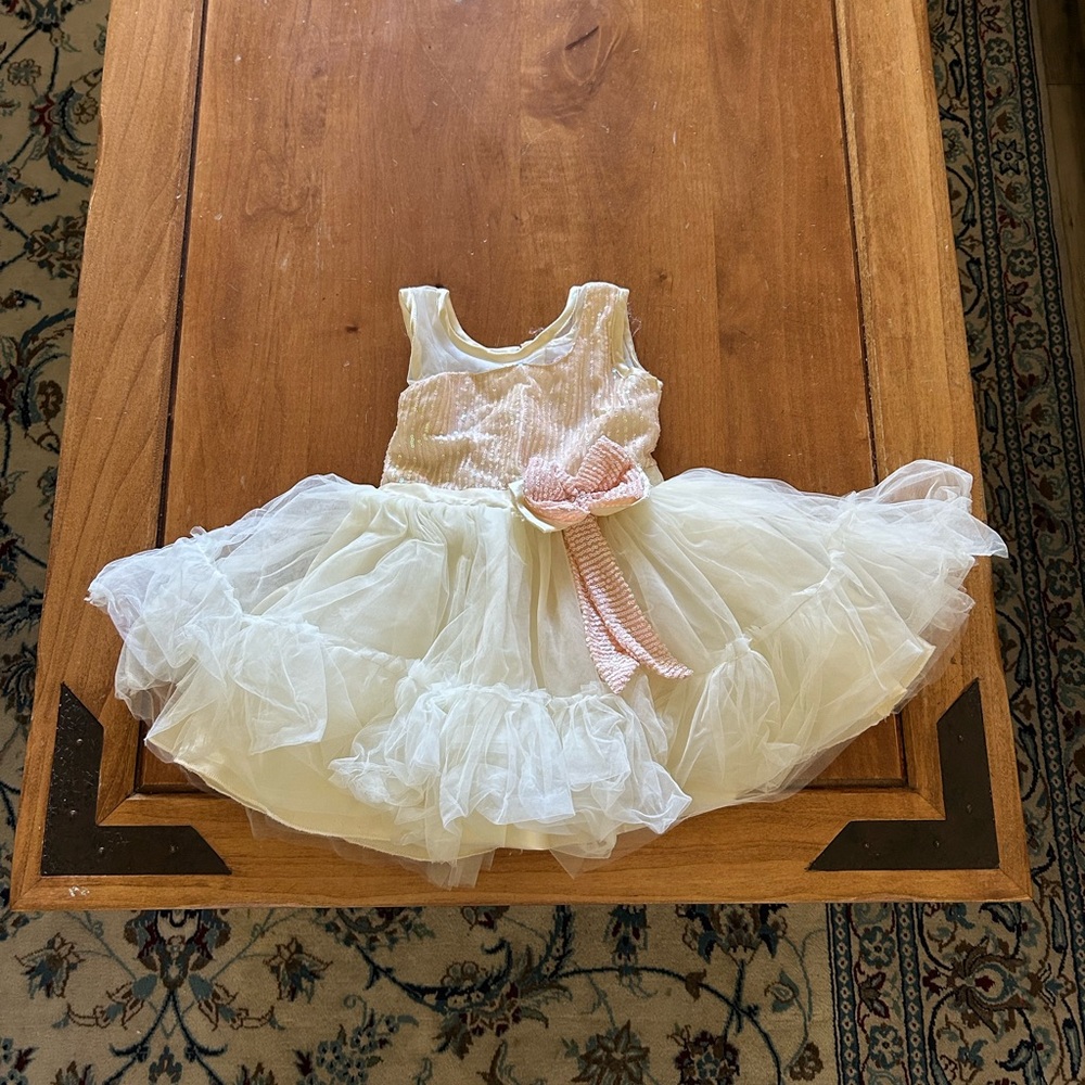Elegant Cream and Pink Kids Dress
